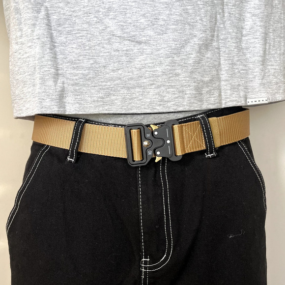 Y2K utility tan tactical military unique adjustable buckle design belt - Picture 7 of 7